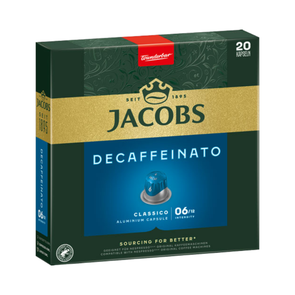 583909 Jacobs Classico Decaffeinato 6, koffeinfrei, Nespresso ­kompatibel, 20 Aluminium Kaffeekapseln, 104g